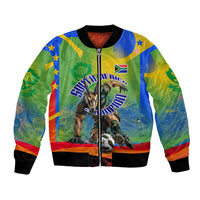 Personalized South Africa Football Bomber Jacket Springbok Champion Soccer Mascot Protea