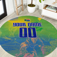 Personalized South Africa Football Round Carpet Springbok Champion Soccer Mascot Protea