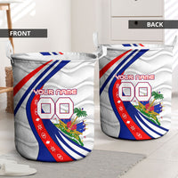 Personalized Haiti Football Trogon Bird Laundry Basket Les Grenadiers National Flag Art Caribbean