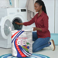 Personalized Haiti Football Trogon Bird Laundry Basket Les Grenadiers National Flag Art Caribbean