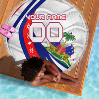 Personalized Haiti Football Trogon Bird Beach Blanket Les Grenadiers National Flag Art Caribbean