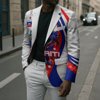 Personalized Haiti Football Trogon Bird Blazer Les Grenadiers National Flag Art Caribbean