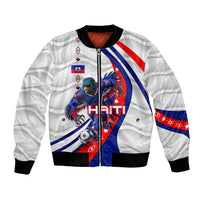 Personalized Haiti Football Trogon Bird Bomber Jacket Les Grenadiers National Flag Art Caribbean