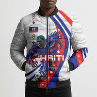 Personalized Haiti Football Trogon Bird Bomber Puffer Jacket Les Grenadiers National Flag Art Caribbean