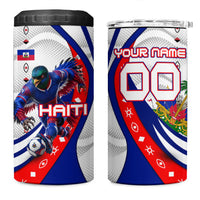 Personalized Haiti Football Trogon Bird 4 in 1 Can Cooler Tumbler Les Grenadiers National Flag Art Caribbean