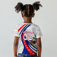 Personalized Haiti Football Trogon Bird Kid T shirt Les Grenadiers National Flag Art Caribbean