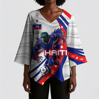 Personalized Haiti Football Trogon Bird Kimono Sleeve Blouse Les Grenadiers National Flag Art Caribbean