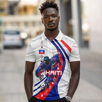 Personalized Haiti Football Trogon Bird Polo Shirt Les Grenadiers National Flag Art Caribbean