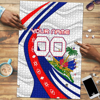 Personalized Haiti Football Trogon Bird Puzzle Les Grenadiers National Flag Art Caribbean