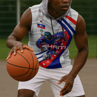Personalized Haiti Football Trogon Bird Sleeveless Hoodie Les Grenadiers National Flag Art Caribbean