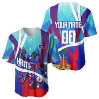 Personalized Haiti Football Baseball Jersey Haitian Flag Trogon Bird Mascot