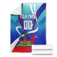 Personalized Haiti Football Blanket Haitian Flag Trogon Bird Mascot