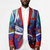 Personalized Haiti Football Blazer Haitian Flag Trogon Bird Mascot