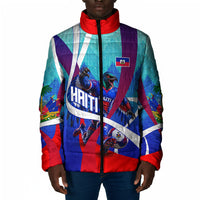 Personalized Haiti Football Padded Jacket Haitian Flag Trogon Bird Mascot
