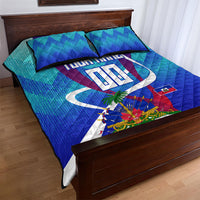 Personalized Haiti Football Quilt Bed Set Haitian Flag Trogon Bird Mascot