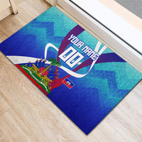 Personalized Haiti Football Rubber Doormat Haitian Flag Trogon Bird Mascot