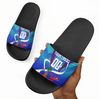Personalized Haiti Football Slide Sandals Haitian Flag Trogon Bird Mascot