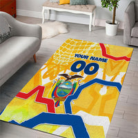 Personalized Ecuador Football Condor Mascot Area Rug Golden Wings of La Tri
