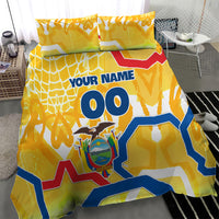 Personalized Ecuador Football Condor Mascot Bedding Set Golden Wings of La Tri