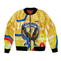 Personalized Ecuador Football Condor Mascot Bomber Jacket Golden Wings of La Tri