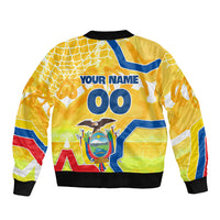 Personalized Ecuador Football Condor Mascot Bomber Jacket Golden Wings of La Tri