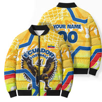 Personalized Ecuador Football Condor Mascot Bomber Puffer Jacket Golden Wings of La Tri