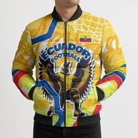 Personalized Ecuador Football Condor Mascot Bomber Puffer Jacket Golden Wings of La Tri