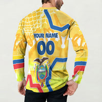 Personalized Ecuador Football Condor Mascot Button Sweatshirt Golden Wings of La Tri