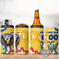 Personalized Ecuador Football Condor Mascot 4 in 1 Can Cooler Tumbler Golden Wings of La Tri