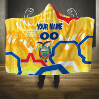 Personalized Ecuador Football Condor Mascot Hooded Blanket Golden Wings of La Tri