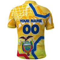 Personalized Ecuador Football Condor Mascot Polo Shirt Golden Wings of La Tri