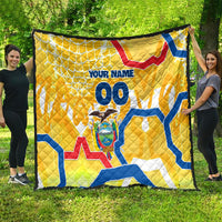 Personalized Ecuador Football Condor Mascot Quilt Golden Wings of La Tri
