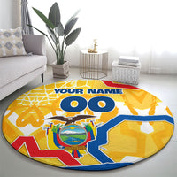 Personalized Ecuador Football Condor Mascot Round Carpet Golden Wings of La Tri