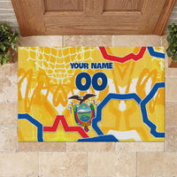 Personalized Ecuador Football Condor Mascot Rubber Doormat Golden Wings of La Tri