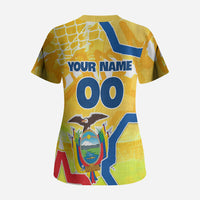 Personalized Ecuador Football Condor Mascot Scrub Top Golden Wings of La Tri