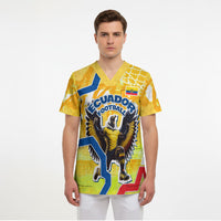 Personalized Ecuador Football Condor Mascot Scrub Top Golden Wings of La Tri