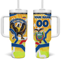 Personalized Ecuador Football Condor Mascot Tumbler With Handle Golden Wings of La Tri