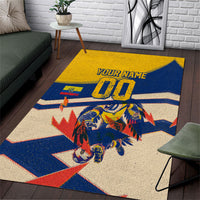 Personalized Ecuador Football Area Rug Condor Vintage Grunge National Pride Soccer Mascot