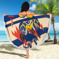 Personalized Ecuador Football Beach Blanket Condor Vintage Grunge National Pride Soccer Mascot