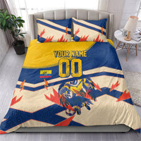 Personalized Ecuador Football Bedding Set Condor Vintage Grunge National Pride Soccer Mascot