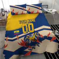Personalized Ecuador Football Bedding Set Condor Vintage Grunge National Pride Soccer Mascot