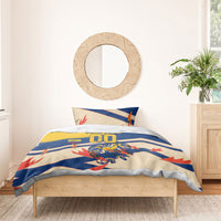 Personalized Ecuador Football Bedding Set Condor Vintage Grunge National Pride Soccer Mascot