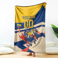 Personalized Ecuador Football Blanket Condor Vintage Grunge National Pride Soccer Mascot