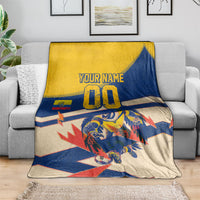 Personalized Ecuador Football Blanket Condor Vintage Grunge National Pride Soccer Mascot