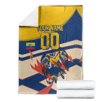 Personalized Ecuador Football Blanket Condor Vintage Grunge National Pride Soccer Mascot