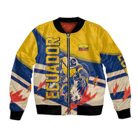 Personalized Ecuador Football Bomber Jacket Condor Vintage Grunge National Pride Soccer Mascot
