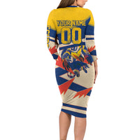 Personalized Ecuador Football Long Sleeve Bodycon Dress Condor Vintage Grunge National Pride Soccer Mascot