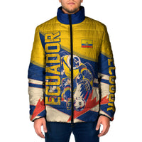 Personalized Ecuador Football Padded Jacket Condor Vintage Grunge National Pride Soccer Mascot