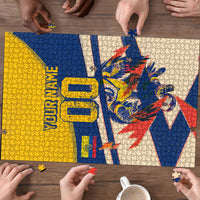 Personalized Ecuador Football Puzzle Condor Vintage Grunge National Pride Soccer Mascot