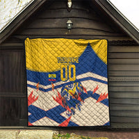 Personalized Ecuador Football Quilt Condor Vintage Grunge National Pride Soccer Mascot